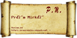Prém Mirkó névjegykártya